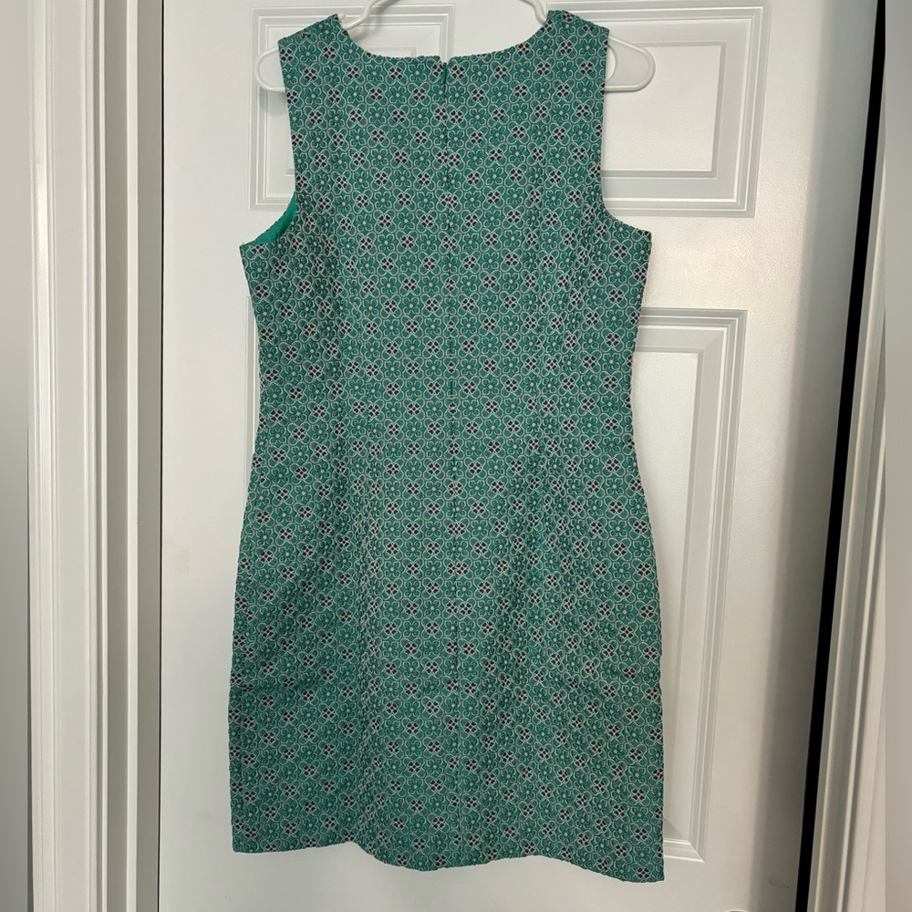 Banana Republic Teal Pattern Textured Sleeveless Sheath Dress Size 10 - Picture 2 of 6